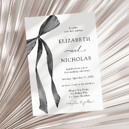 Invitación Boda blanco y negro de cinta de color de agua