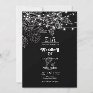 Invitación boda blanco y negro de clase