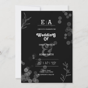Invitación boda blanco y negro de clase