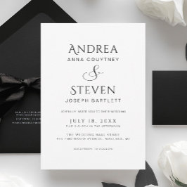 Invitación Boda blanco y negro de clase simple