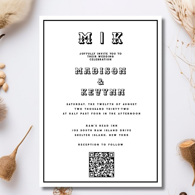 Invitación Boda blanco y negro de código Qr (Subido por el creador)
