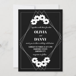 Invitación Boda blanco y negro de época moderna