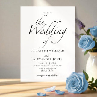 Invitación Boda blanco y negro de escritura moderna