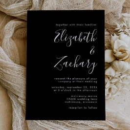 Invitación Boda blanco y negro de escritura moderna