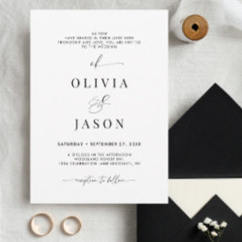 Invitación Boda blanco y negro de escritura romántica moderna