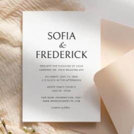 Invitación Boda blanco y negro de estilo elegante y moderno