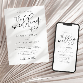 Invitación Boda Blanco Y Negro De Estilo Moderno Guión