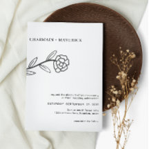 Boda blanco y negro de Line Art Wildflower Boho