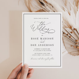 Invitación Boda blanco y negro de marco elegante