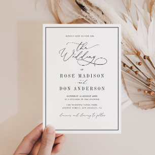 Invitación Boda blanco y negro de marco elegante