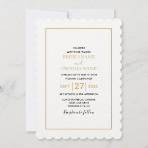 Invitación Boda blanco y negro de oro simple minimalista