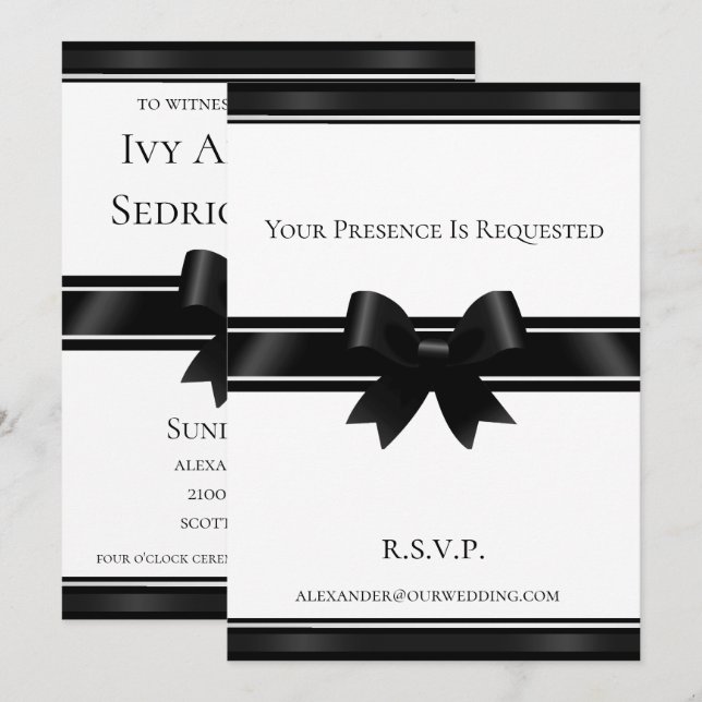 Invitación Boda Blanco Y Negro De Viernes (Anverso / Reverso)