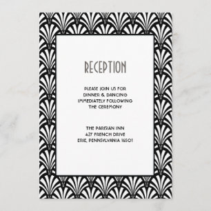 Invitación Boda blanco y negro del art déco elegante de