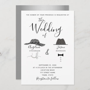 Invitación Boda blanco y negro divertido