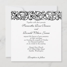 Invitación Boda blanco y negro elegante de estilo formal