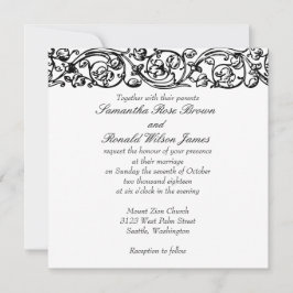 Invitación Boda blanco y negro elegante de estilo formal
