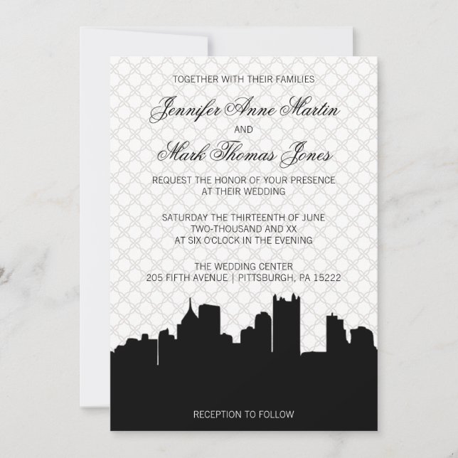 Invitación Boda blanco y negro elegante del cordón de (Anverso)