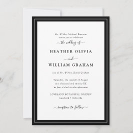 Invitación Boda blanco y negro elegante del guión