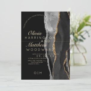 Invitación Boda blanco y negro elegante y moderno