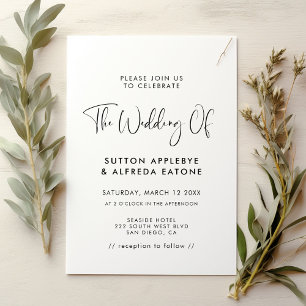 Invitación Boda blanco y negro elegante y moderno