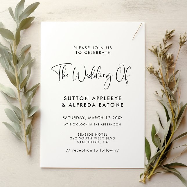 Invitación Boda blanco y negro elegante y moderno (Subido por el creador)