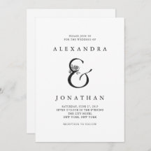Boda blanco y negro floral del signo "&" el |