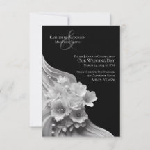 Boda blanco y negro floral moderno -