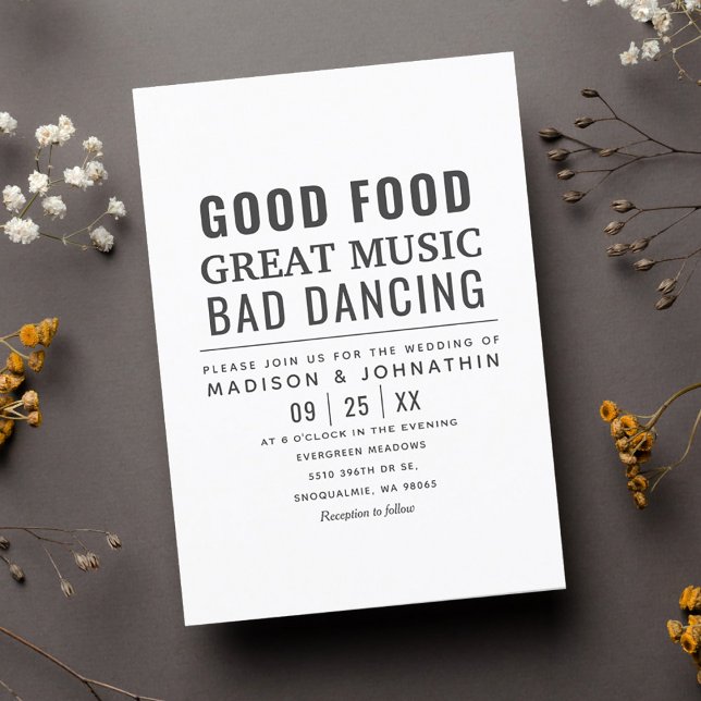 Invitación Boda blanco y negro gracioso y humorístico moderno (Subido por el creador)