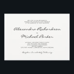 Invitación Boda blanco y negro mínima de la elegancia el |<br><div class="desc">Este estilo minimalista ofrece tipografía moderna elegante en blanco y negro.</div>
