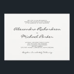 Invitación Boda blanco y negro mínima de la elegancia el |<br><div class="desc">Este estilo minimalista ofrece tipografía moderna elegante en blanco y negro.</div>