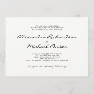 Invitación Boda blanco y negro mínima de la elegancia el