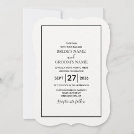 Invitación Boda blanco y negro minimalista