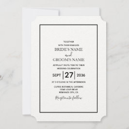 Invitación Boda blanco y negro minimalista