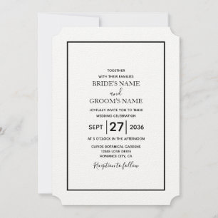 Invitación Boda blanco y negro minimalista