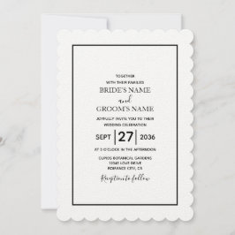 Invitación Boda blanco y negro minimalista
