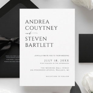 Invitación Boda blanco y negro minimalista