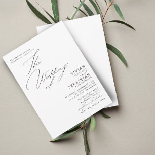 Invitación Boda blanco y negro minimalista