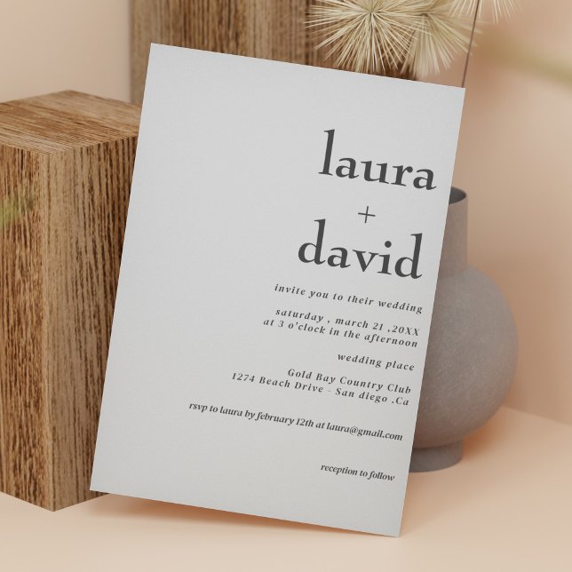 Invitación Boda blanco y negro minimalista (Subido por el creador)