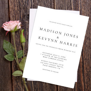 Invitación Boda blanco y negro minimalista