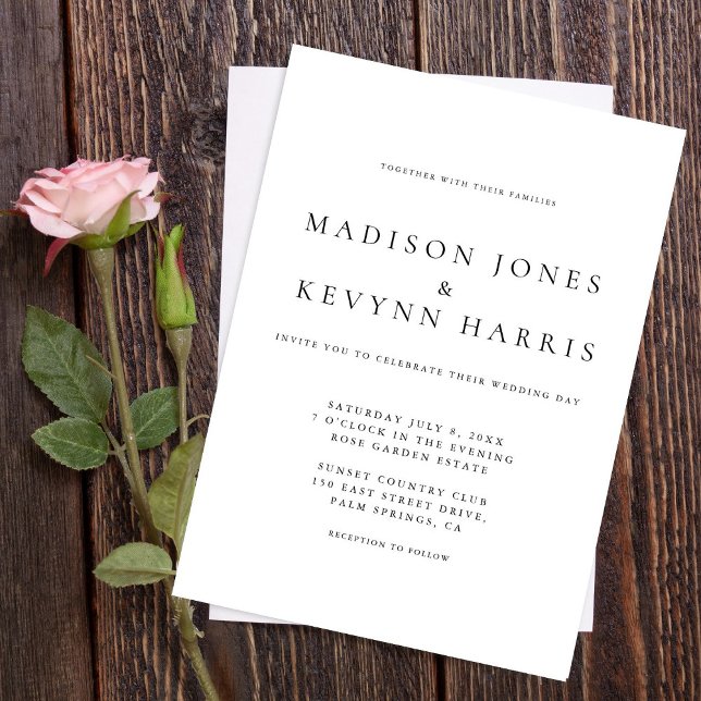 Invitación Boda blanco y negro minimalista (Subido por el creador)