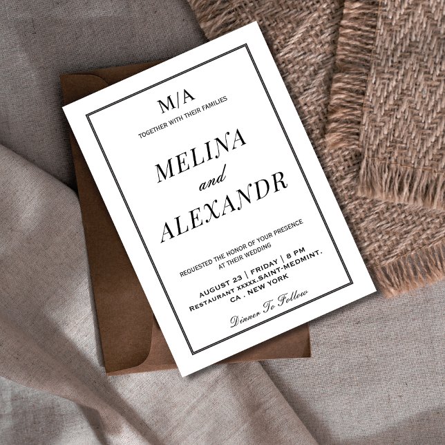 Invitación boda blanco y negro minimalista (Subido por el creador)