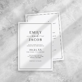 Invitación Boda blanco y negro Minimalista moderno todo en un