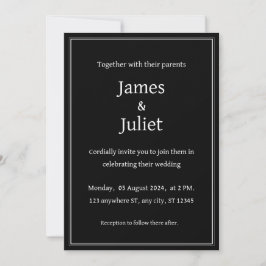 Invitación Boda blanco y negro Minimalista simple y elegante
