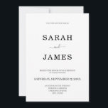 Invitación Boda blanco y negro Minimalista simple y moderno<br><div class="desc">Simple invitación minimalista de boda en blanco y negro. Personaliza todo el texto y los colores en esta elegante invitación a la boda.</div>