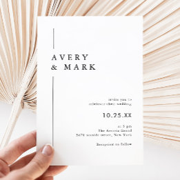 Invitación Boda Blanco Y Negro Minimalista Simple Y Moderno