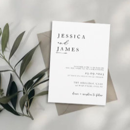 Invitación Boda blanco y negro mínimo de presupuesto y Moda