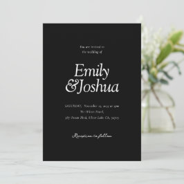 Invitación Boda blanco y negro moderno