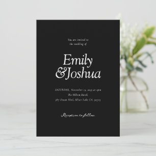 Invitación Boda blanco y negro moderno