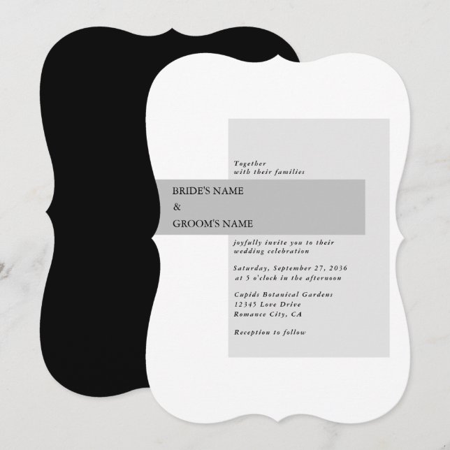 Invitación Boda blanco y negro moderno (Anverso / Reverso)