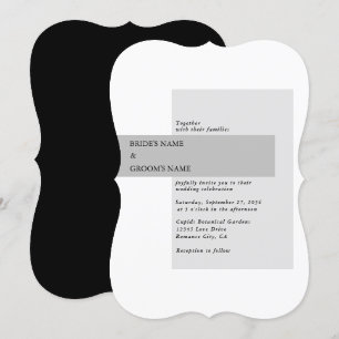 Invitación Boda blanco y negro moderno